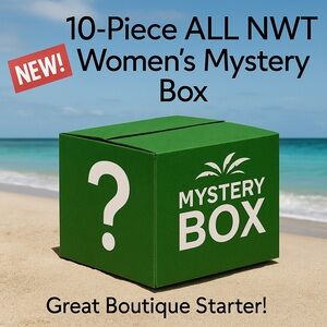 Women’s 10-Piece NWT Mystery Box: All brand-new items with tags.